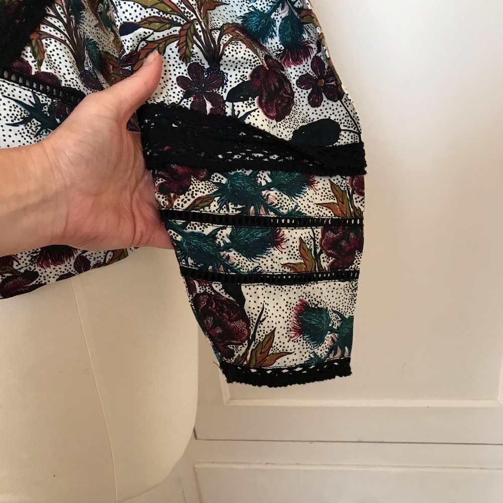 TOPSHOP Floral Cotton Long Sleeve Top Size 4 NWT - Picture 5 of 13